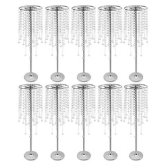 29.5 In. H Silver Iron Acrylic Beads Decor Flower Stands Decorative Vases Weddin