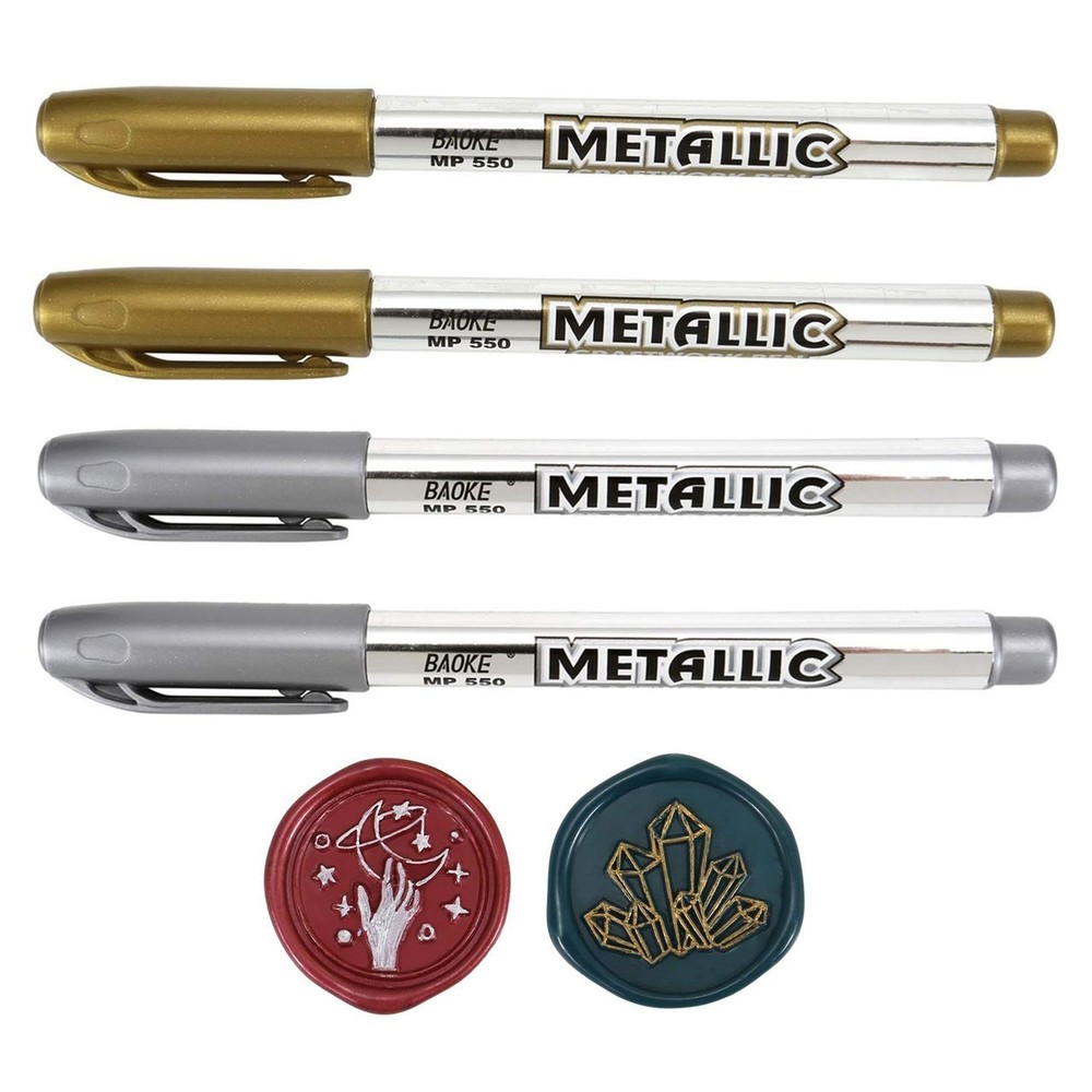 Wax Seal Pen Kit, Yoption 4 Pieces Metallic Pen for Decorating Sealing Stamp …