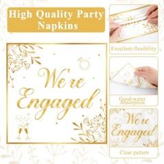 Justforjoyful 96Pcs Happy Engagement Party Supplies medium, Gold
