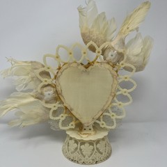 Vintage 25th Wedding Topper 1950’s USA Featuring Two Doves Yellowed But Gorgeous