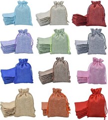 25-100 Pcs Wedding Burlap Bags Linen Jewelry Pouches Jute Hessian Gift Bag Favor