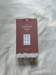 Mr & Mrs Wedding Champagne Flutes Set of 2 Clear Glass 200ml Modern Novelty