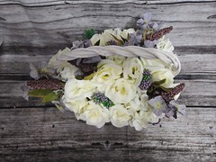 Wedding Table Centerpieces, Floral Reception Centerpieces, Purple, Ivory, Roses