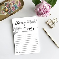 Share a Memory Card, Memorial Cards for Celebration of 4×6 inches, White