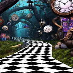47 X 118 Inches Wonderland Party Decoration Black and White Aisle Runner Backdro