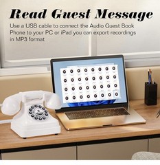 Audio Guestbook Vintage Retro Rotary-Style Phone Color White Message Voicemail