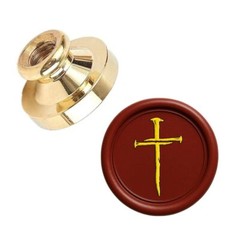 Christian Wax Seal Stamp Head 25mm Brass – Cross, Jesus Fish, God Bless