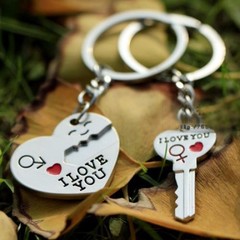 Hot Sale Zinc Alloy Silver Plated Lovers Gift Wedding Favors Couple My Heart Key