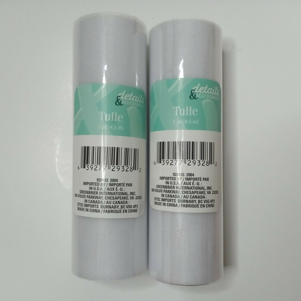 2) 8 yrd Spools White Tulle Ribbon Banquet Chair Decorating Craft NEW