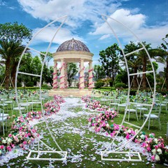 2 Piece Wedding Backdrop Crescent Moon Arch Stand Party Venue Wrought Iron Frame
