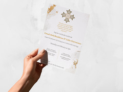 Gold Orthodox Wedding Invitation Template w/ Orthodox Cross & Religious Quote