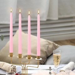 YOROXRG 24 Pink Taper Candles, 7-8 Hr Burn, Unscented, Smokeless, .75″x10″