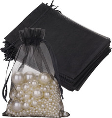 50Pcs Organza Bags – 4X6 Inch White Wedding Favor & Jewelry Pouches with Drawstr