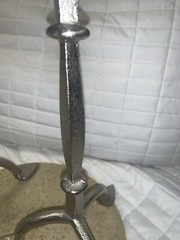 West Elm Set/2 WROUGHT ALUMINUM CANDLE STAND CANDLE HOLDER PILLER 18.5” & 12”