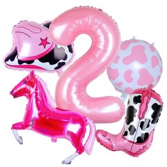 Cowgirl Balloons Pink Girl 2nd Rodeo Birthday Party Decorations, Disco Girl W…