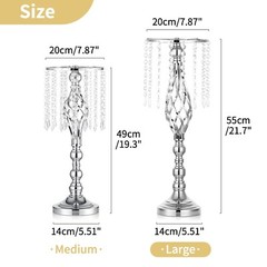 Nuptio 2 Pcs Silver Wedding Centerpieces Flower Stand, 21.7in/55cm Height Wed…