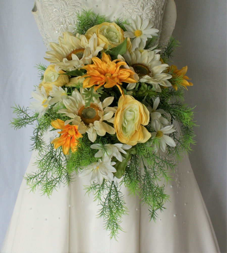 Spring Sunny Sunflower Faux Silk Wedding Bouquet