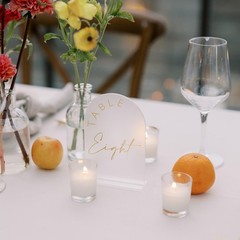 Frosted Arch Wedding Table Numbers 1-10 with Stands 5×7 Inch Acrylic Arch Sig…