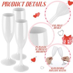 Domensi 40 Pack White Acrylic Champagne Flutes Bulk 6 oz Unbreakable Reusable…