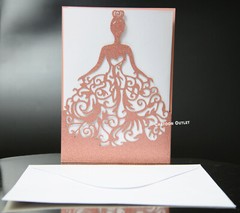 50 pc Rose Gold Quinceanera Invitations Sweet 16 Laser Cut 5 x7.3 in Glitter