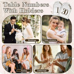 White Table Numbers 130 Signs Holders Reception Dining 4×5.7 Inch Bulk