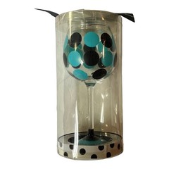 Mudpie Bridesmaid Wine Glass Teal Black Polka Dot Wedding Bridal Thank You New