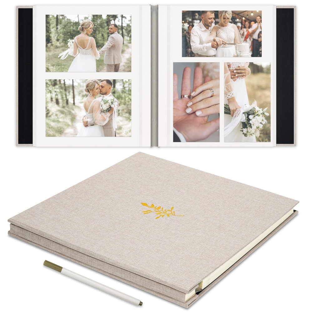 Self Adhesive Photo Album, Beige Scrapbook Album with DIY 40 Blank Pages, Wed…