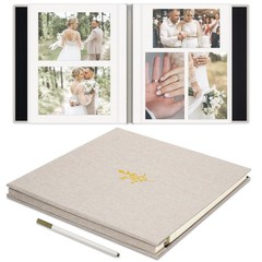 Self Adhesive Photo Album, Beige Scrapbook Album with DIY 40 Blank Pages, Wed…