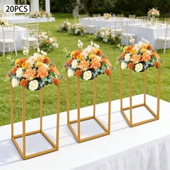 Gold 20 PCS Geometric Flower Stand For Wedding, Flower Stand 8.27*8.27*15.75in
