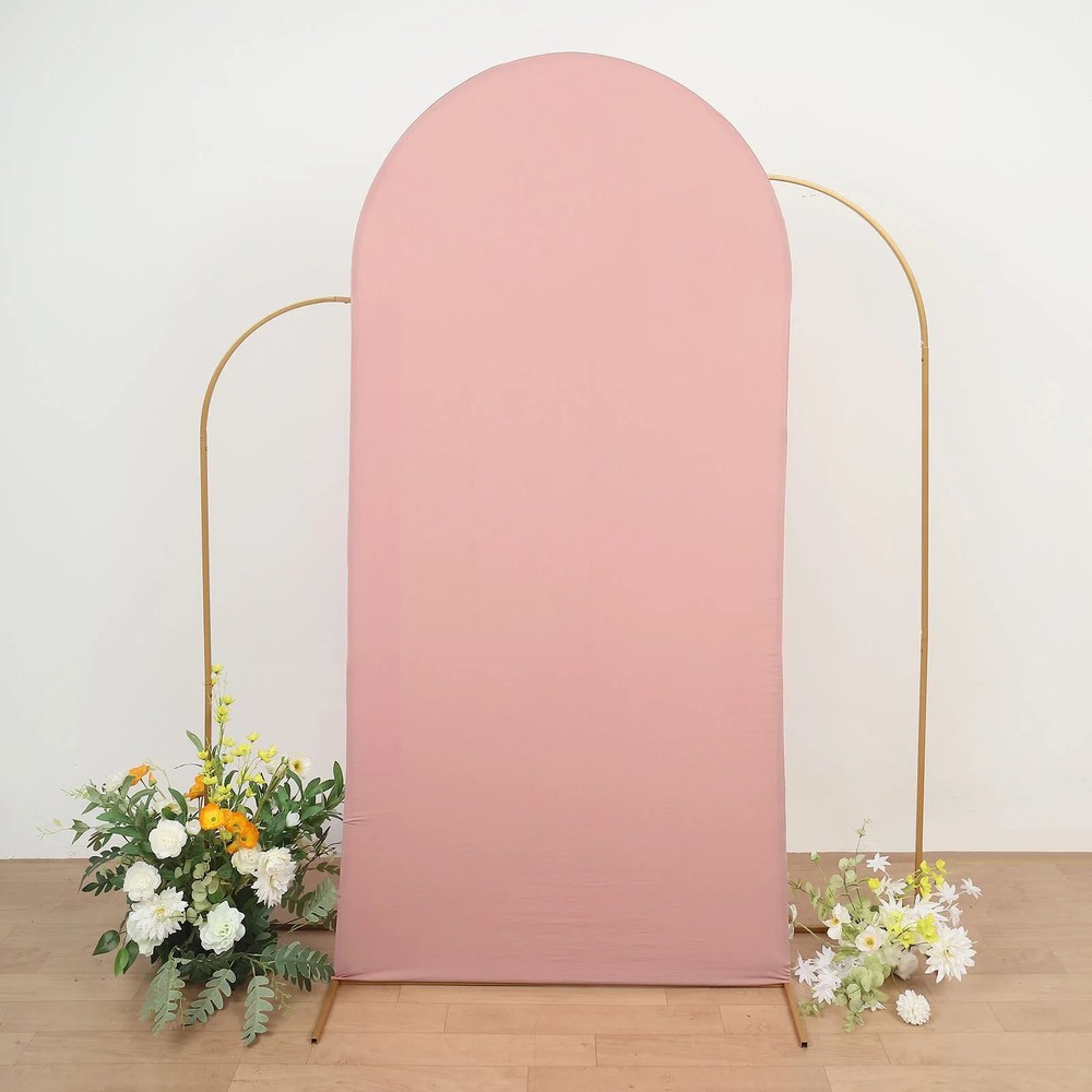 7 ft DUSTY ROSE Matte Fitted Spandex Round Top Arch Backdrop STAND COVER Party