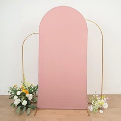 7 ft DUSTY ROSE Matte Fitted Spandex Round Top Arch Backdrop STAND COVER Party