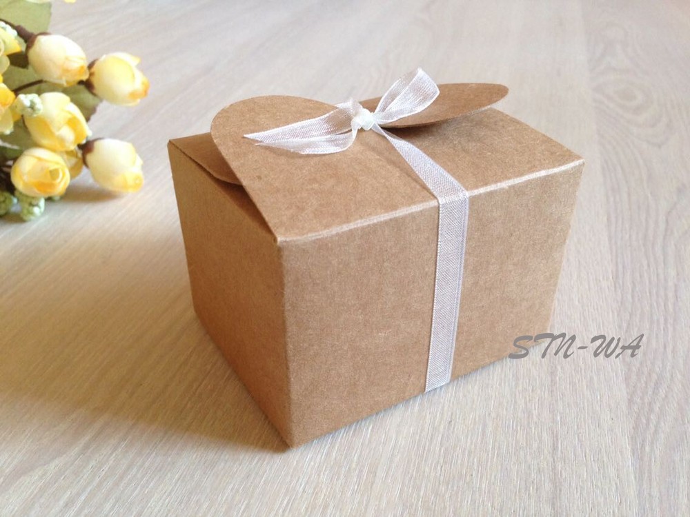 100 Kraft Paper Wedding Favour Box Party Gift Box Bomboniere Chocolate Candy Box