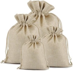 25/50/100 Wedding Hessian Burlap Hessian Jute Favor Gift Bags Drawstring Pouch