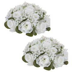 Baby Breath Flower Balls: 8.6 inch Diameter Artificial Rose Fake 2 Pcs White