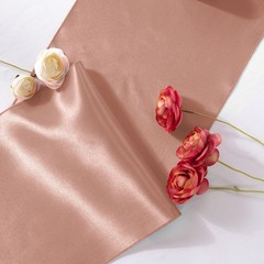 MILVOWOC 5 Pack Rose Gold Satin Table Runners, 12 x 108 Inch Bright Satin Sil…
