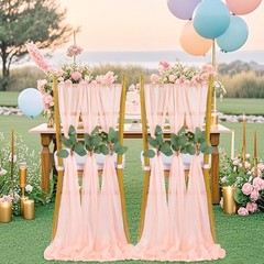 Blush Chair SashesWedding Aisle Decorations:24Packs 8ft Long Draping