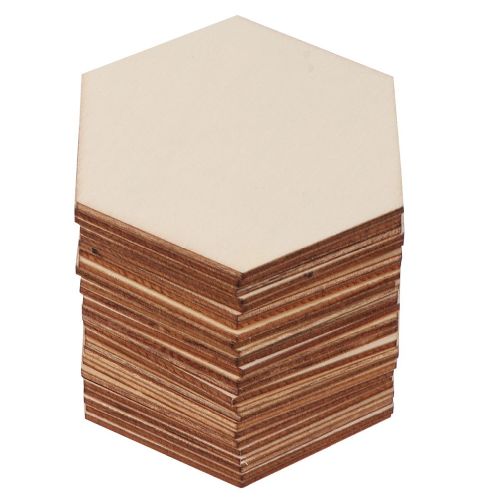 25Pcs Premium Wood Slices Hexagon Design Wooden Name Tags for Wedding Decoration