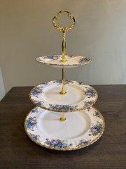Royal Albert Moonlight Roses 3- Tier Cake Dessert Stand England