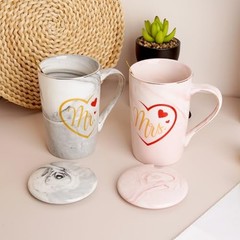 Wedding Gifts 12.8 oz Mr and Mrs Mugs Ceramic Coffee Cups Engagement Gifts