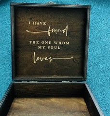 Mr & Mrs Wooden Wedding Card Keepsake Box, Brown Rustic Rectangular w/ Latch