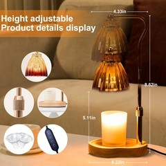 Candle Warmer Lamp with Timer Dimmable, Standard size, Gold