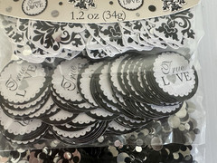 (8) True Love Confetti TRIPLE PACK Wedding Glitter Table Decorations Black White