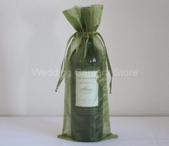 12 Quality moss green Organza Bags -Bottle/Wine bags gift, 6×14″