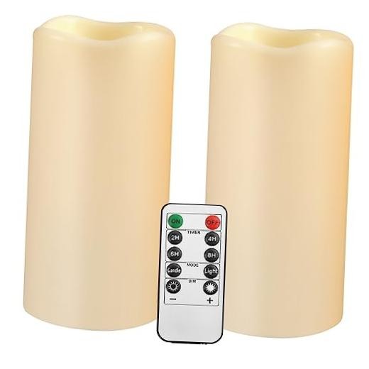 Large Outdoor Waterproof Flameless Candles with H04# Ivory 2pack Waterproof