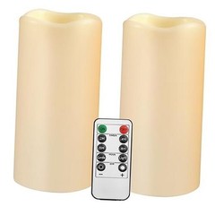 Large Outdoor Waterproof Flameless Candles with H04# Ivory 2pack Waterproof