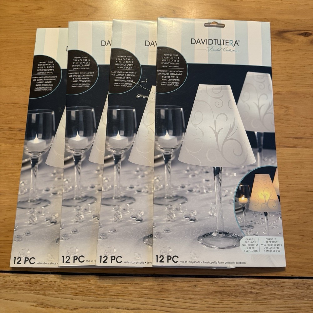 David Tutera Vellum Lampshade 48 Pcs total- Turns Wine Glasses Into Lamps-Swirl