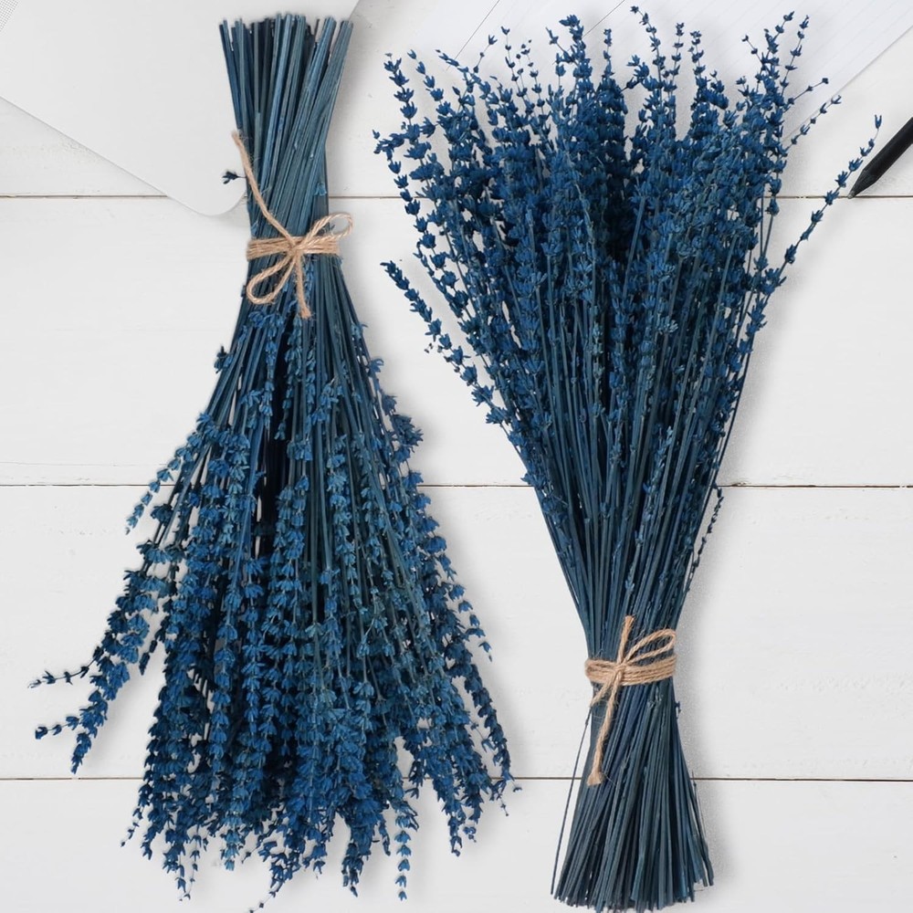 2 Bundles 350 Stems Dried Blue Lavender Flowers, 17″ Dried Lavender