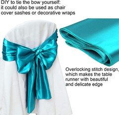 4x Teal Blue Satin 12″x 108» Table Runner Bright Silk Smooth Wedding Party
