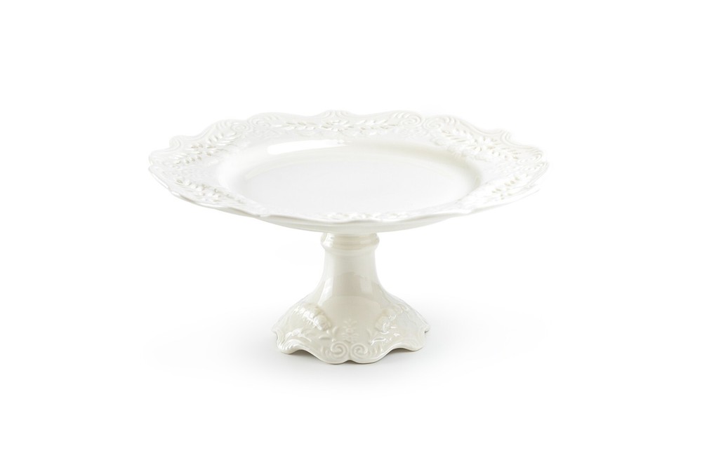 Grace Teaware White Victorian Fine Porcelain 10″ Cake Stand