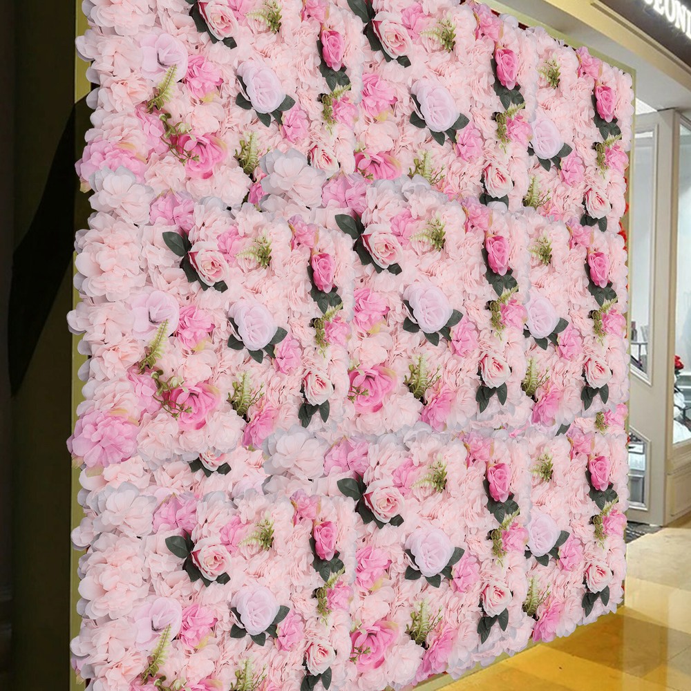12 Pcs Flower Wall Panel 24″x16″ Artificial Roses Hydrangeas Wedding Wall Decor